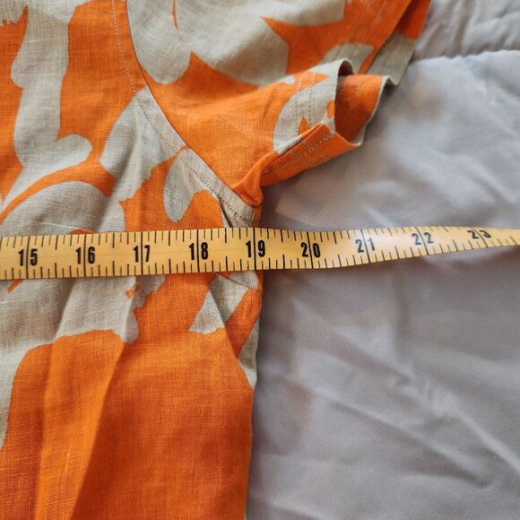 Tommy Bahama palm print orange button short sleeve blouse top shirt - Picture 4 of 8